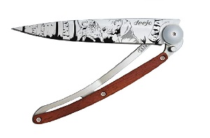 Ultra-Light Folding Pocket Knife with Belt Clip Coral Wood Version 1.3 oz