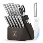 Knife Sets for Kitchen with Block imarku G14 Japanese Knife Set Stainless Steel Kitchen 14pcs, Built-in Sharpener, Sharp Knives with Non-slip Ergonomic Handle - Dishwasher Safe, Home Essential Gifts