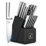 imarku Knife Set - 15PCS Kitchen Knife Set Japanese High Carbon Stainless Steel Knives Set for Kitchen, Dishwasher Safe Ultra Sharp Professional Chef Well Balance Knife Block Set, Black
